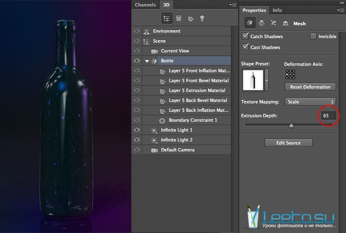 Создание винной бутылки в Photoshop CS6. Часть 2