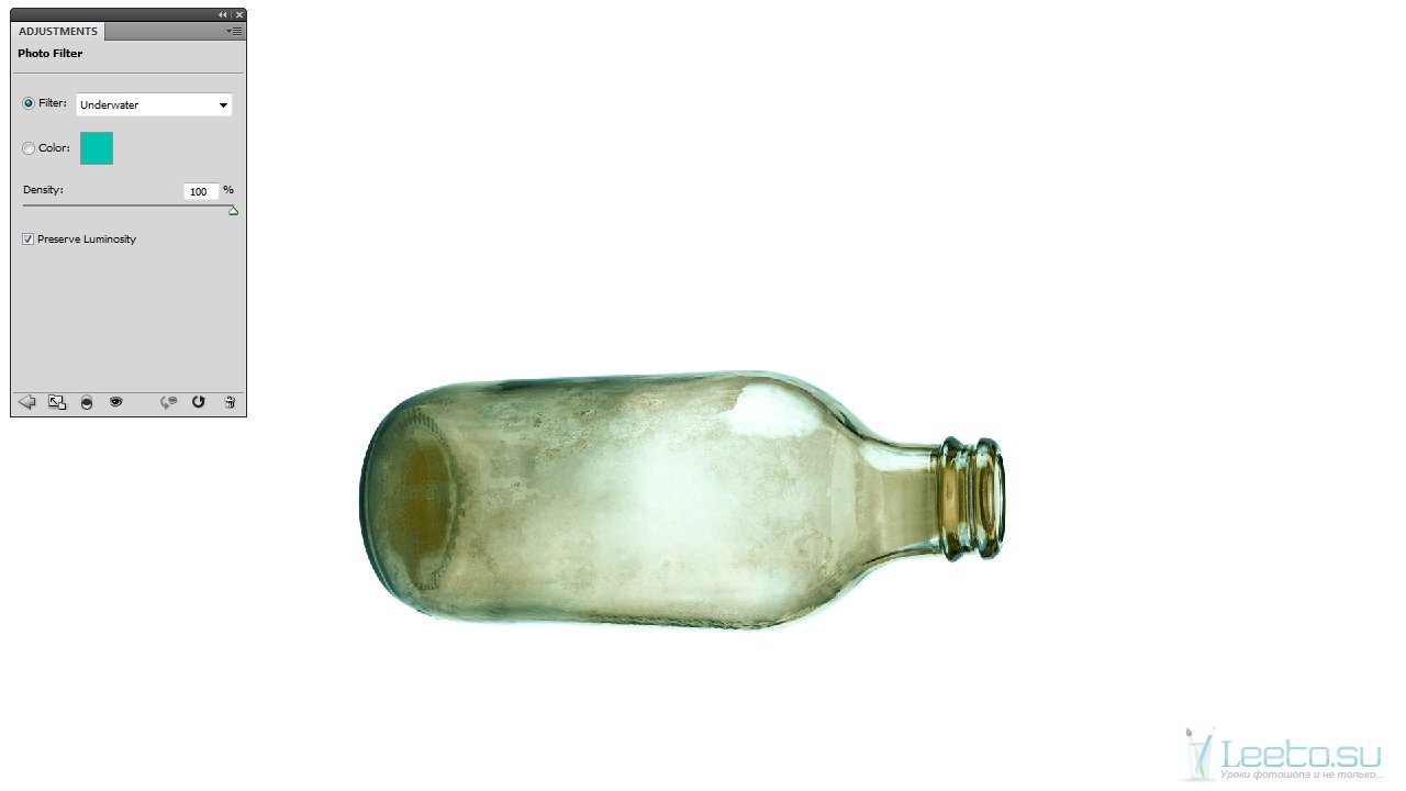Сюрреалистичная картина океана в бутылке в Фотошопе