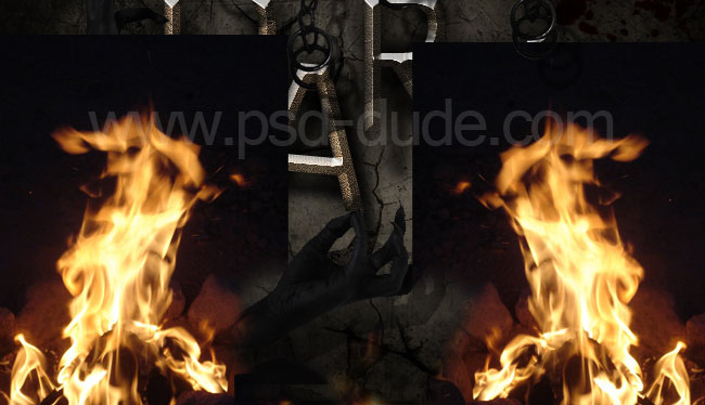 Готическая надпись с огнём в Фотошопе