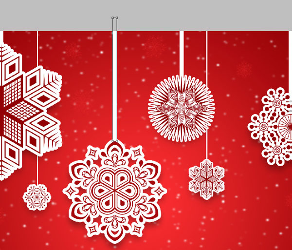 Рождественская открытка с декоративными снежинками. Часть 2